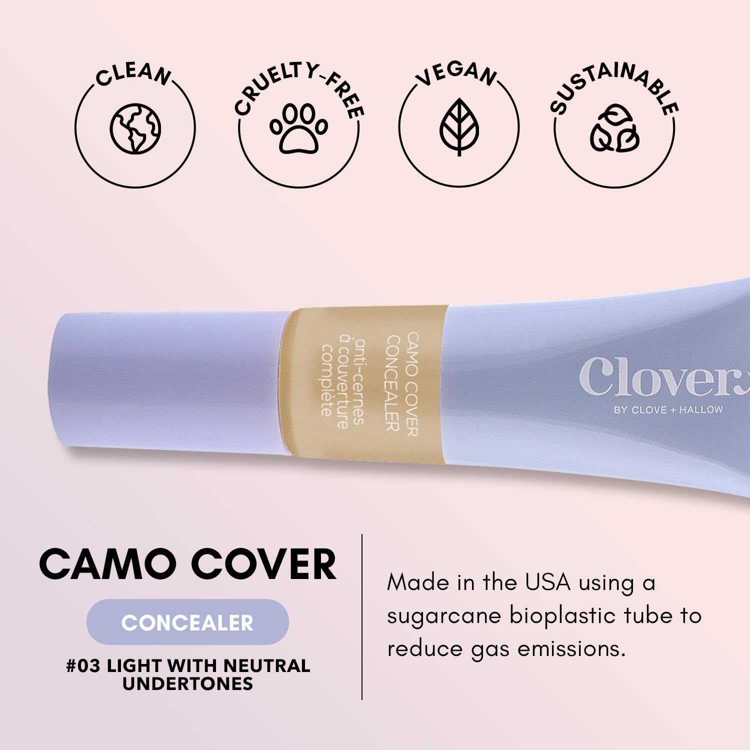 Clover Camo Cover allows buildable layers to reduce redness without a cakey look.