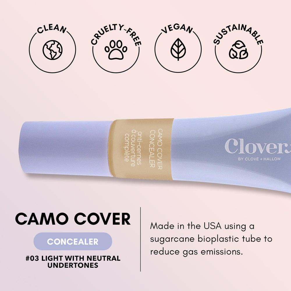 Clover Camo Cover allows buildable layers to reduce redness without a cakey look.