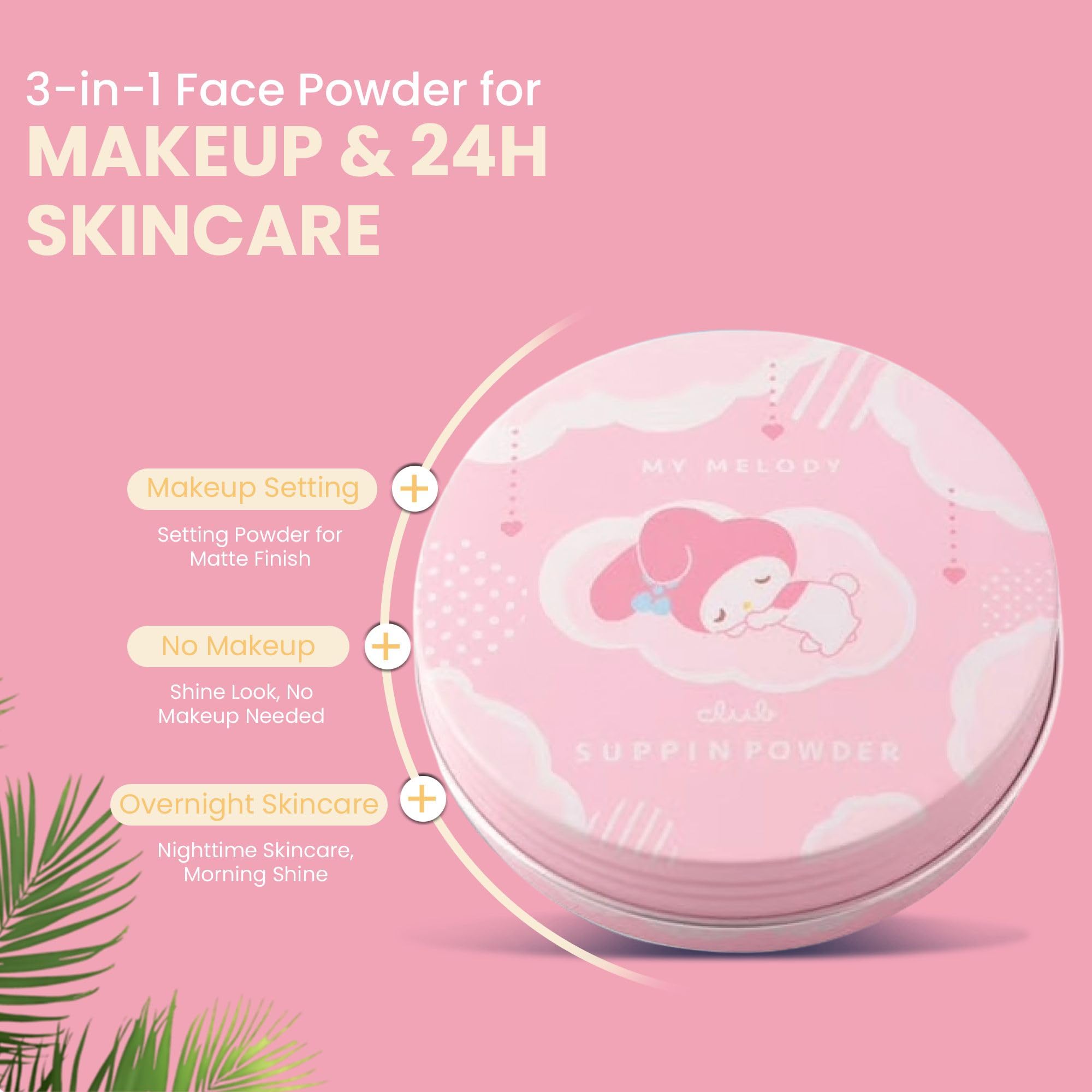 Pink-toned Club Suppin Sanrio powder balances cool undertones.