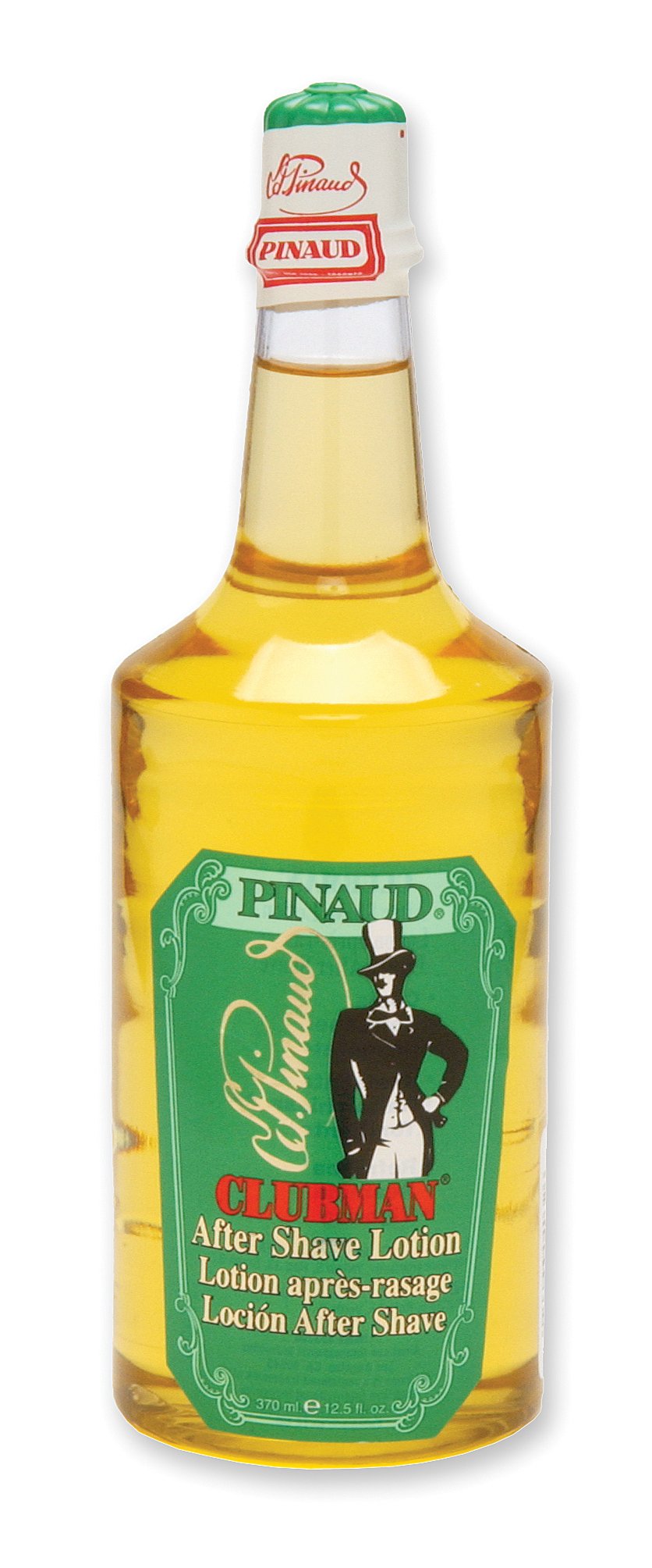Clubman after shave lotion bottle with 12.5oz, brisk fragrance, soothing finish.