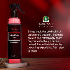 Clubman Lustray Draggon Noir spray application for easy daily use.