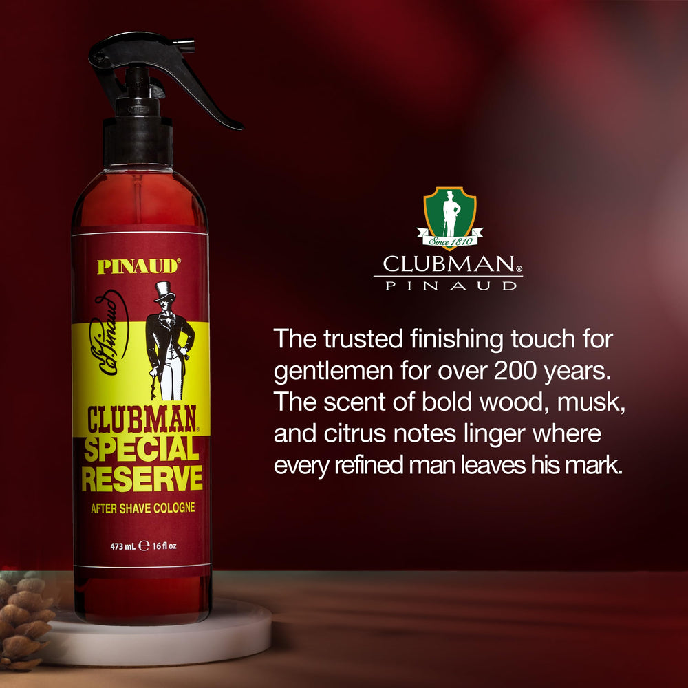 Clubman Special Reserve splash application demonstrates easy, refreshing aftershave ritual.