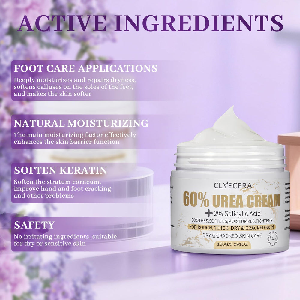 Clyecfra helps repair cracked skin on heels and fingers.