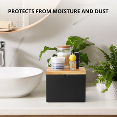 CMLKLZD wooden storage box keeps towels tidy on vanity