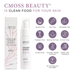 cMOSS BEAUTY serum application glide highlighting hyaluronic acid hydration