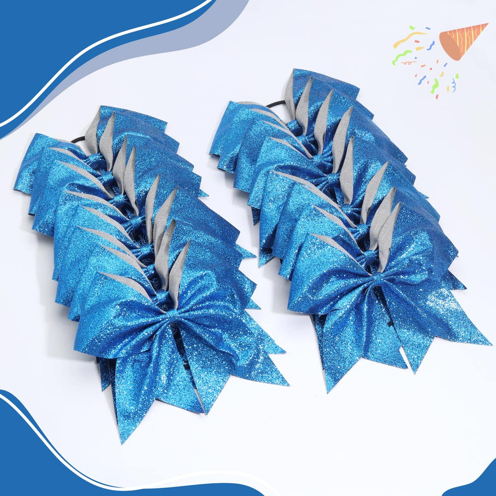 CN blue 8in cheer bows tested in light wind.