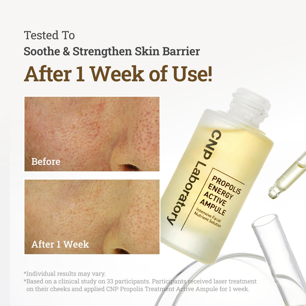 CNP Honey Glow Serum texture closeup highlights a silky, nourishing feel.