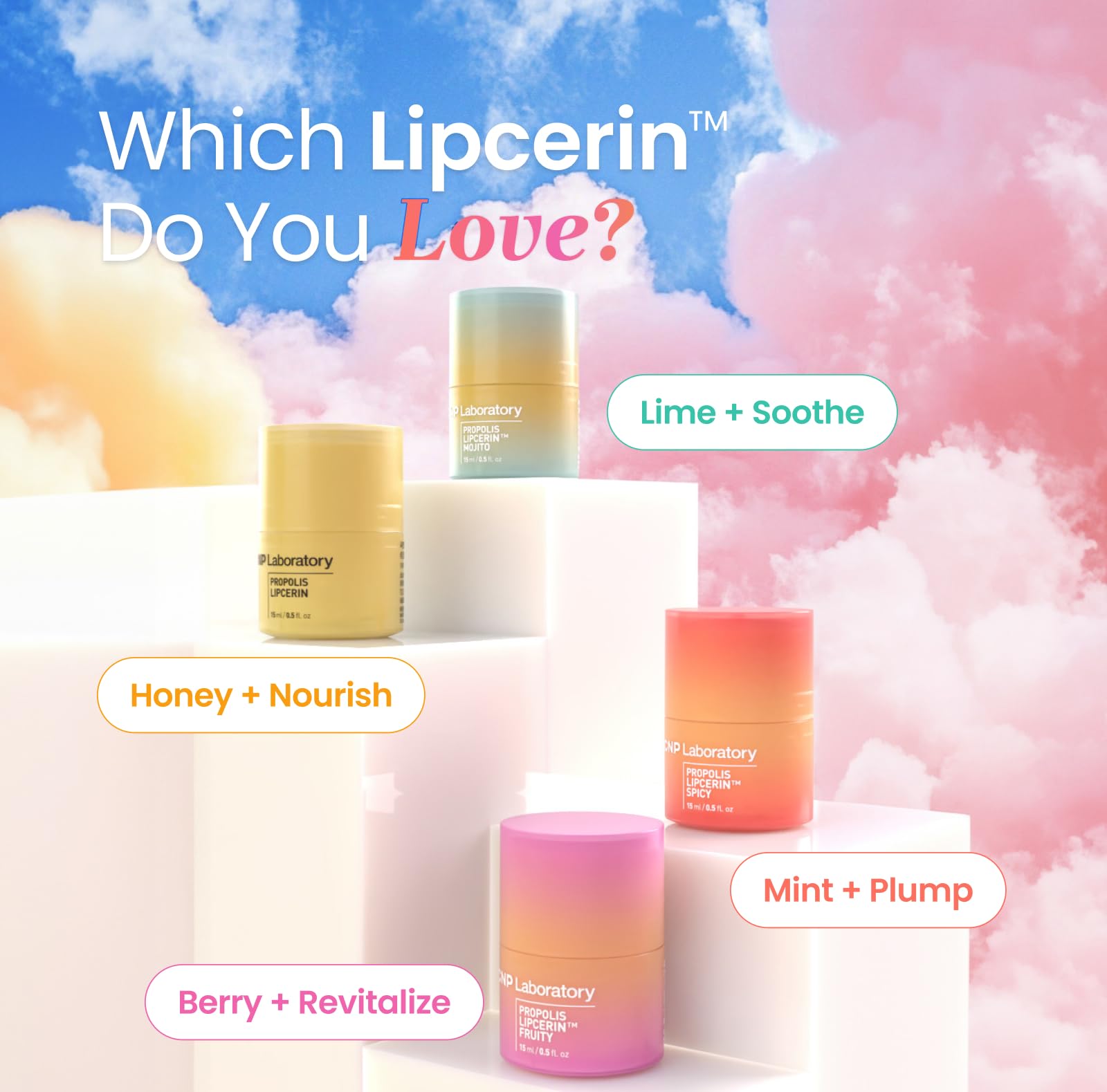 Packaging display highlighting 0.5 fl oz size and logo.
