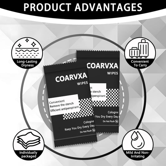 Individually wrapped COARVXA wipes for hygiene on the go