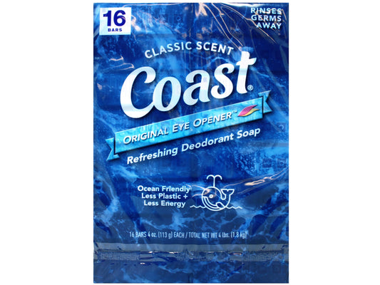 Coast deodorant soap bar in bathroom delivering a clean rinse and lasting freshness.