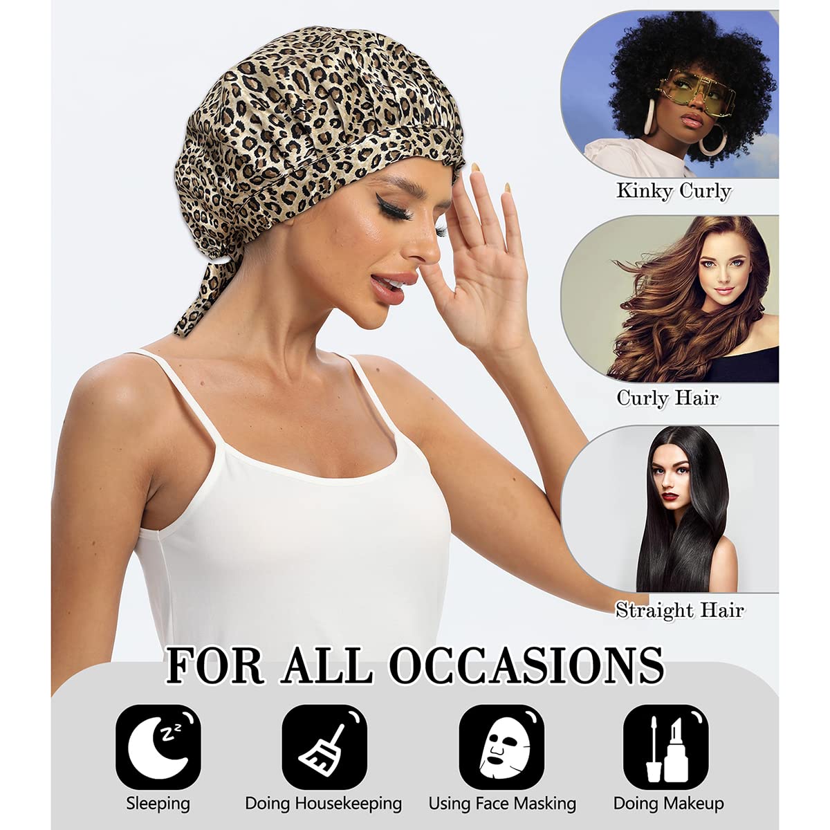 Cocheng 19 momme silk bonnet breathes well for comfortable wear (back view)