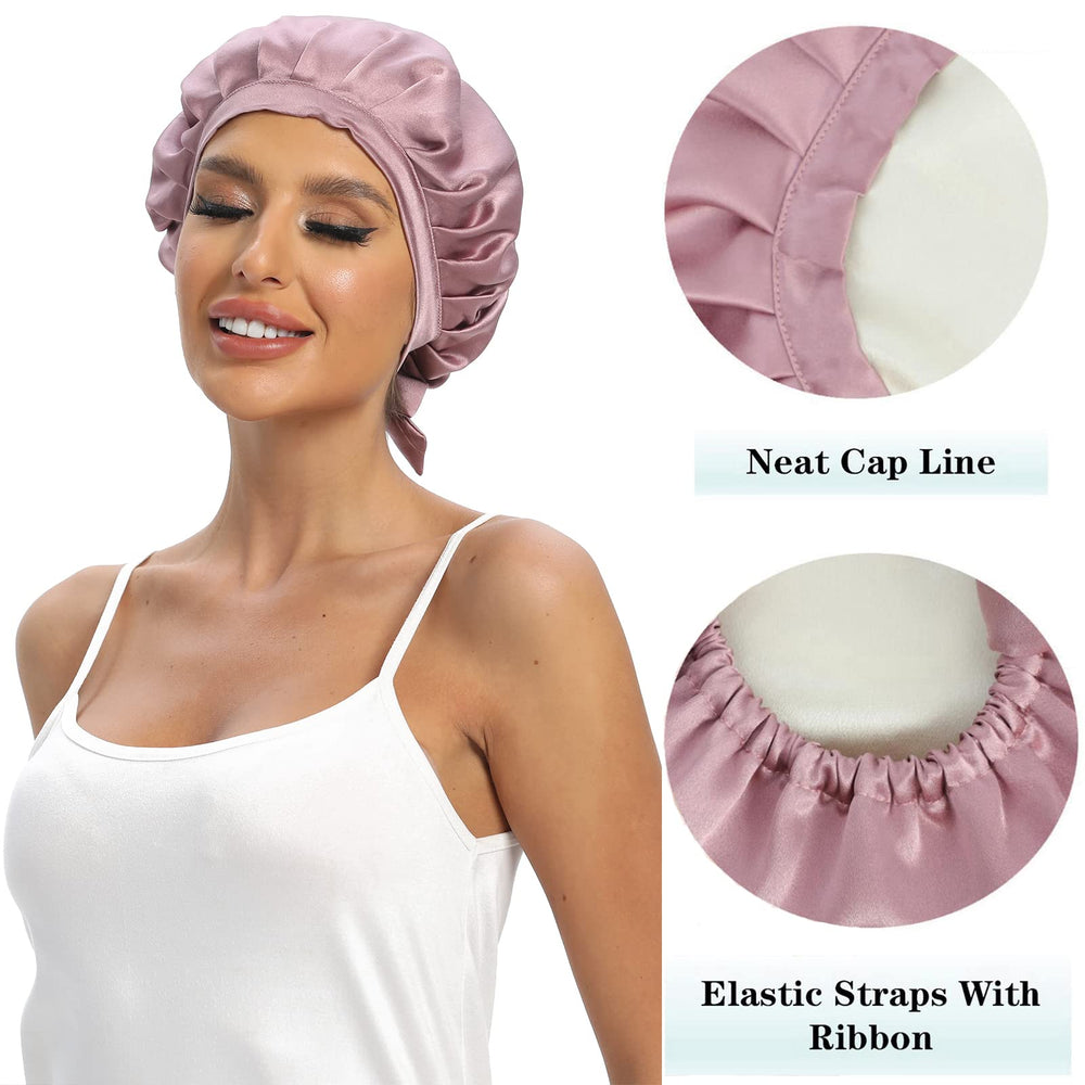 Cocheng silk bonnet on pillow showing reduced hair friction during sleep