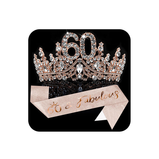 COCIDE 60th birthday sash with glitter material for a sparkling, photo-ready look.