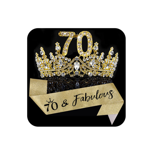 COCIDE 70th birthday sash glitter for festive, photo-ready flair.