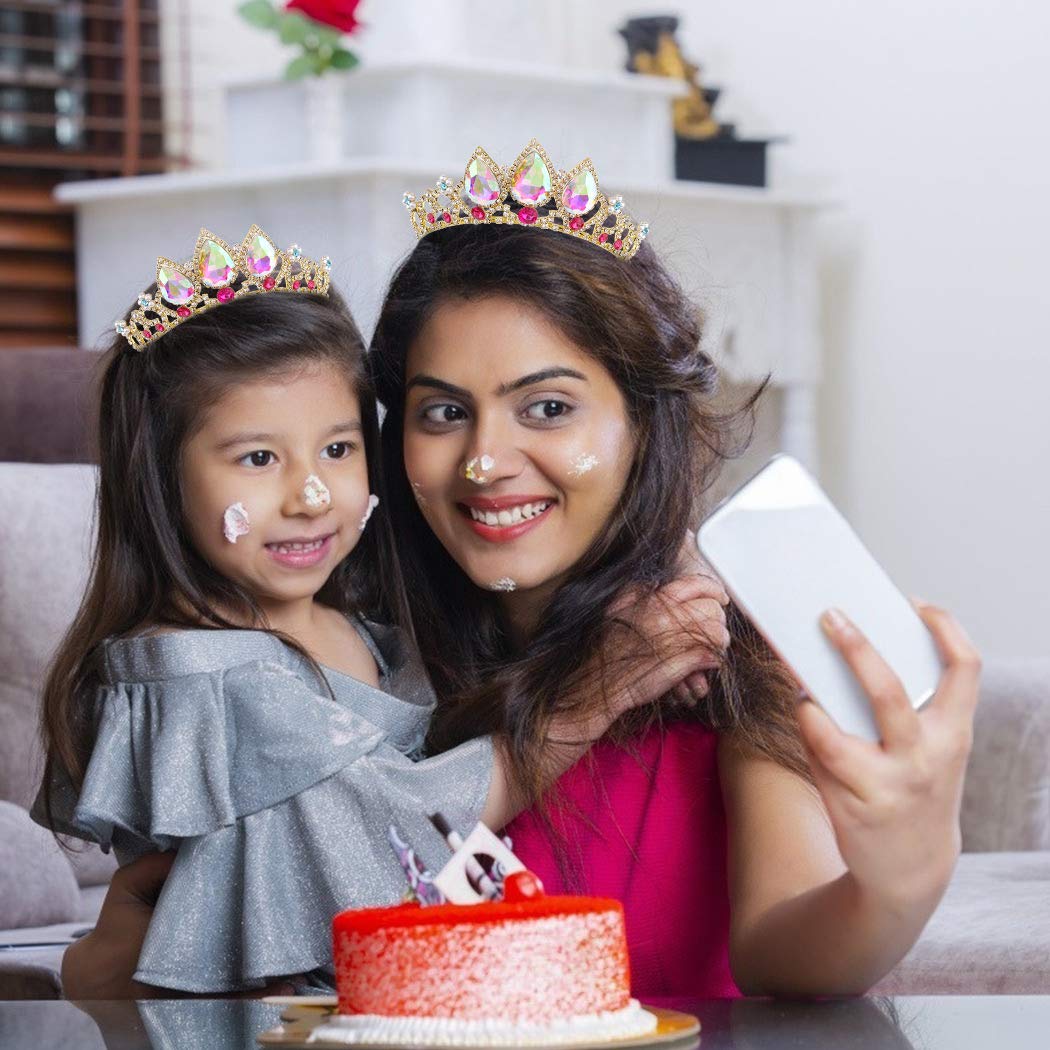 COCIDE girls' princess tiara with pearls elevates birthday party photos.