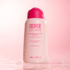 Close-up of biomimetic ceramides in Coco & Eve formula for hair sealing.