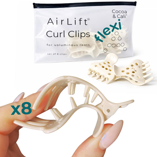Cocoa & Cali AirLift root lift clips closeup showing gentle grip for voluminous roots.