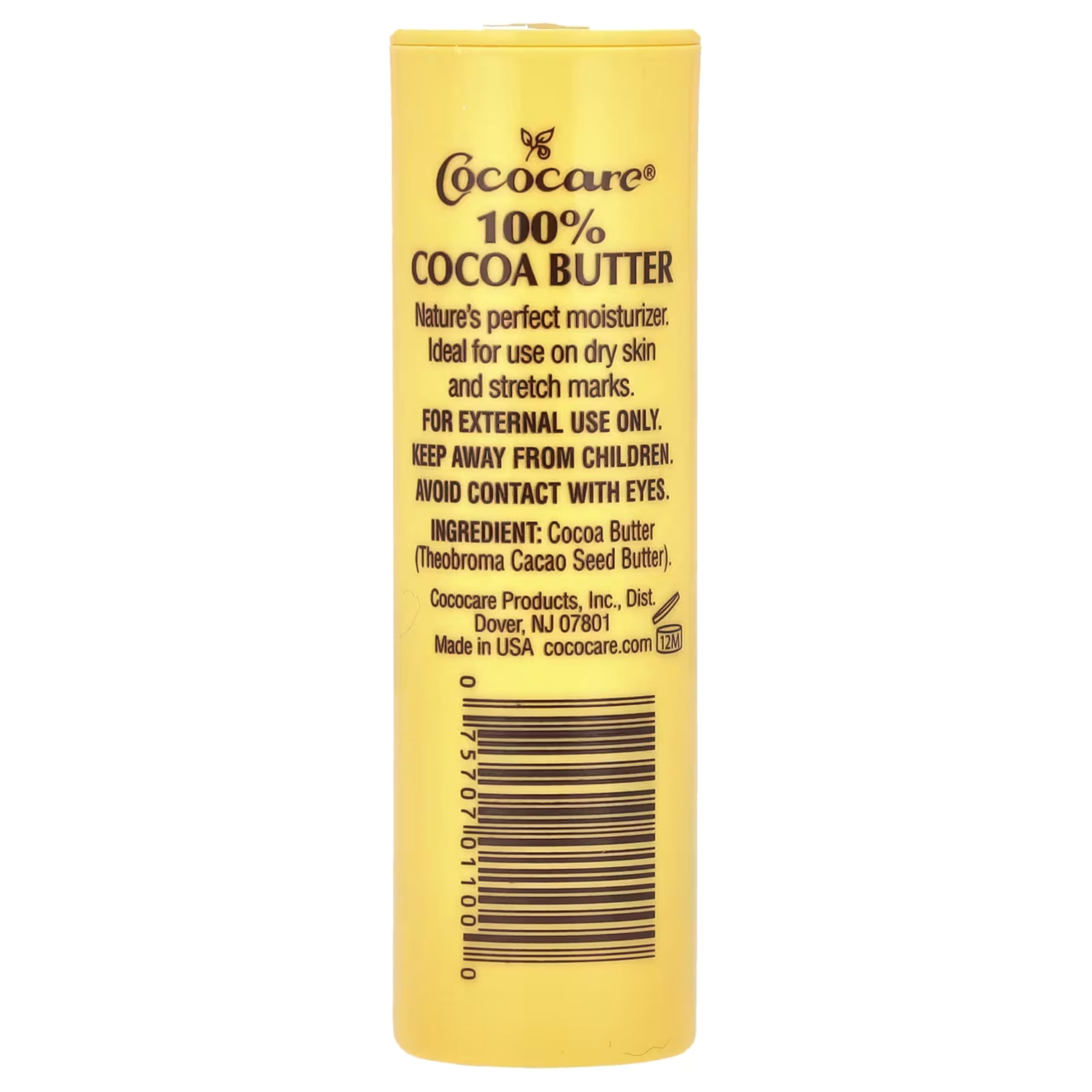 Cococare Cocoa Butter Stick pack-top demonstrates clean, push-up packaging