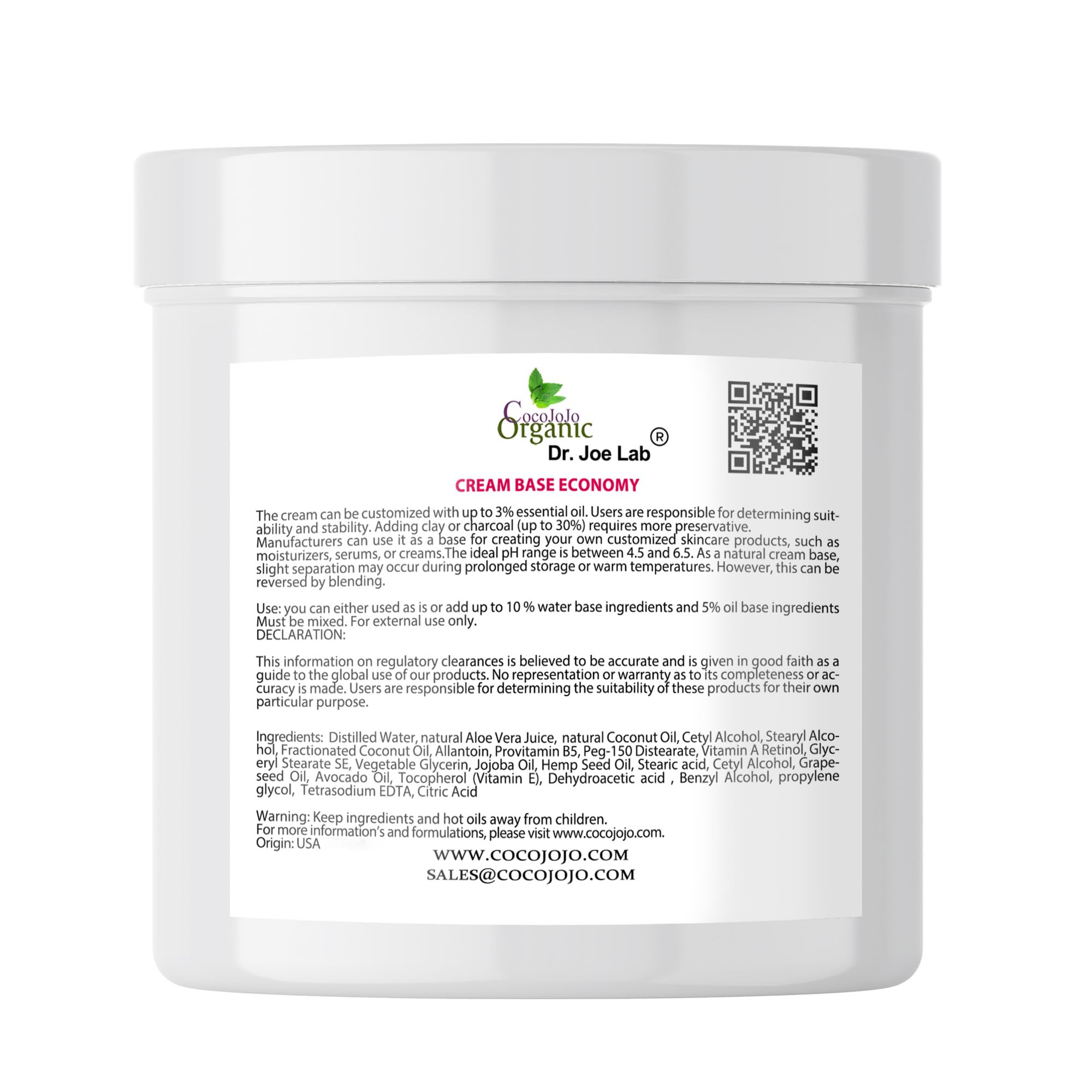 Cocojojo Cream Base Economy texture close-up, rich base for cosmetics and moisturizers.