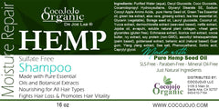 Cocojojo hemp seed oil ingredient suggests nourishing scalp care.