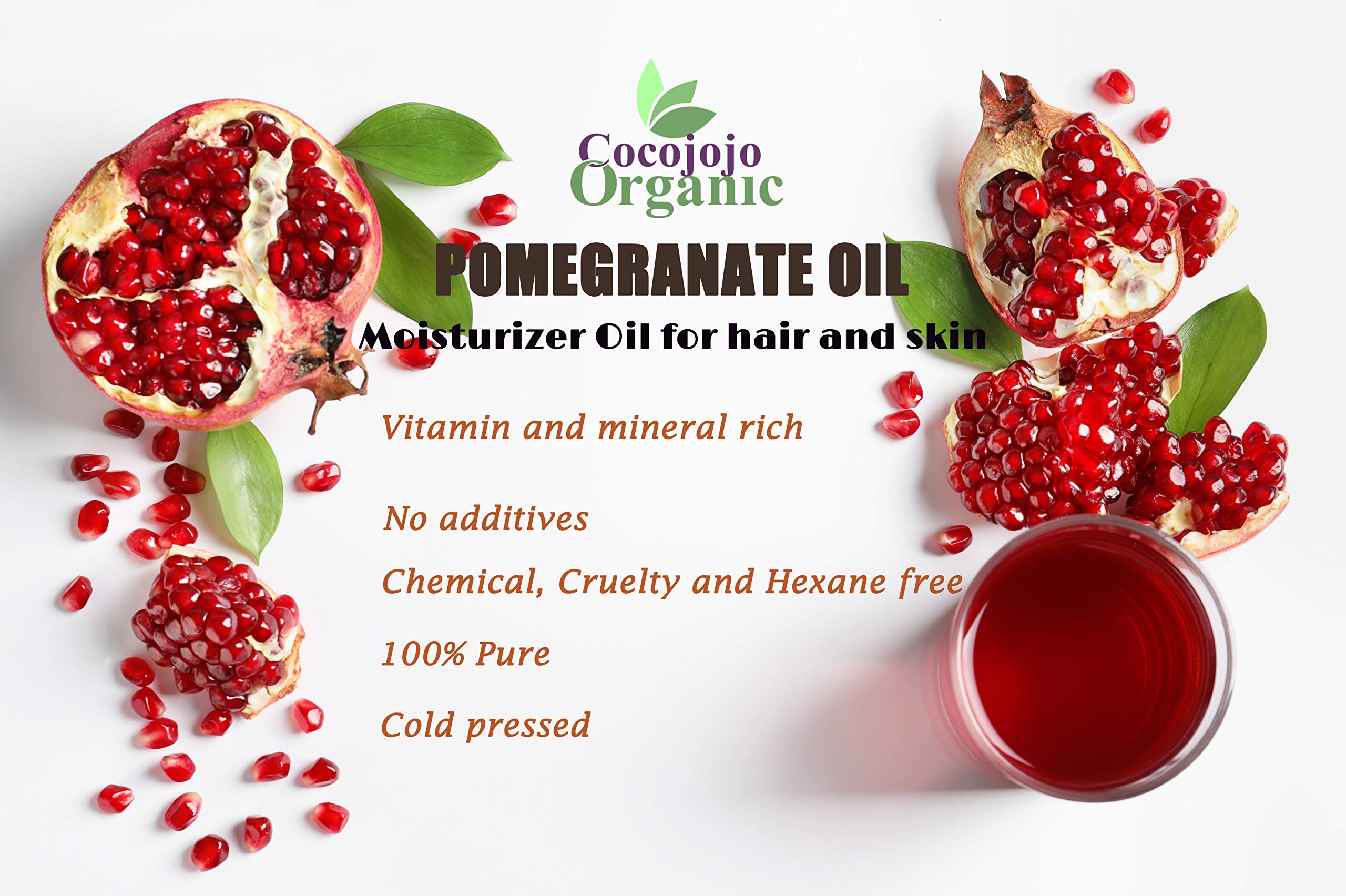 Cocojojo Pomegranate Oil skin application demonstrates on-hand nourishment.