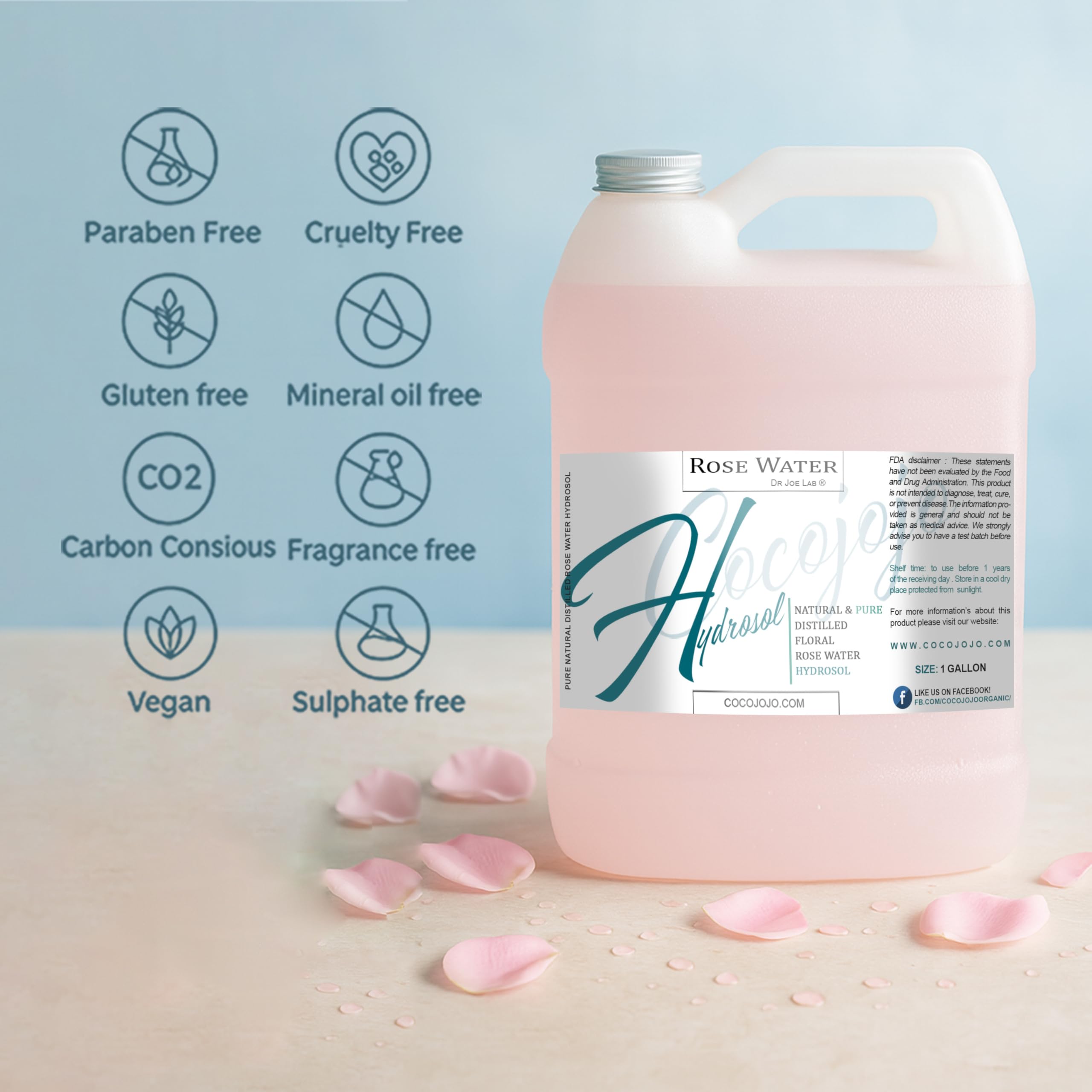 Cocojojo Pure Rose Hydrosol bottle offers a botanical hydration boost
