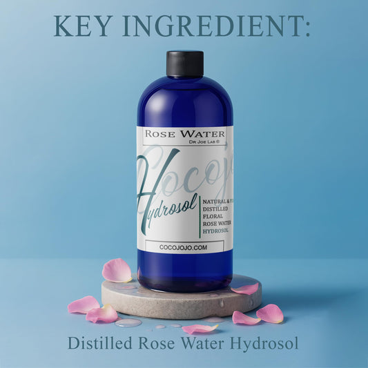 Cocojojo Rose Hydrosol mist on face for refreshing hydration