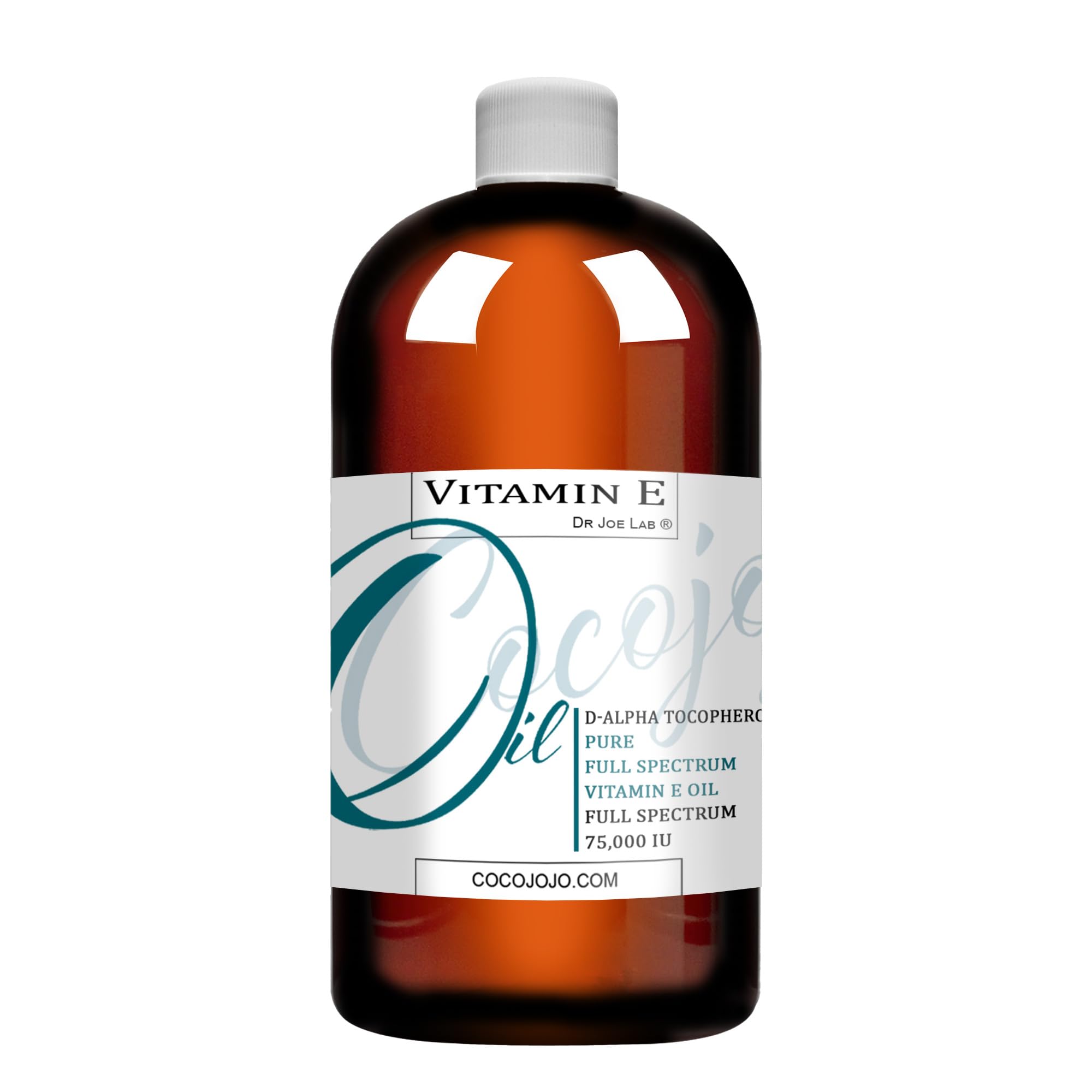 cocojojo vitamin e oil bottle pour, showcasing versatile skin and hair nourishment