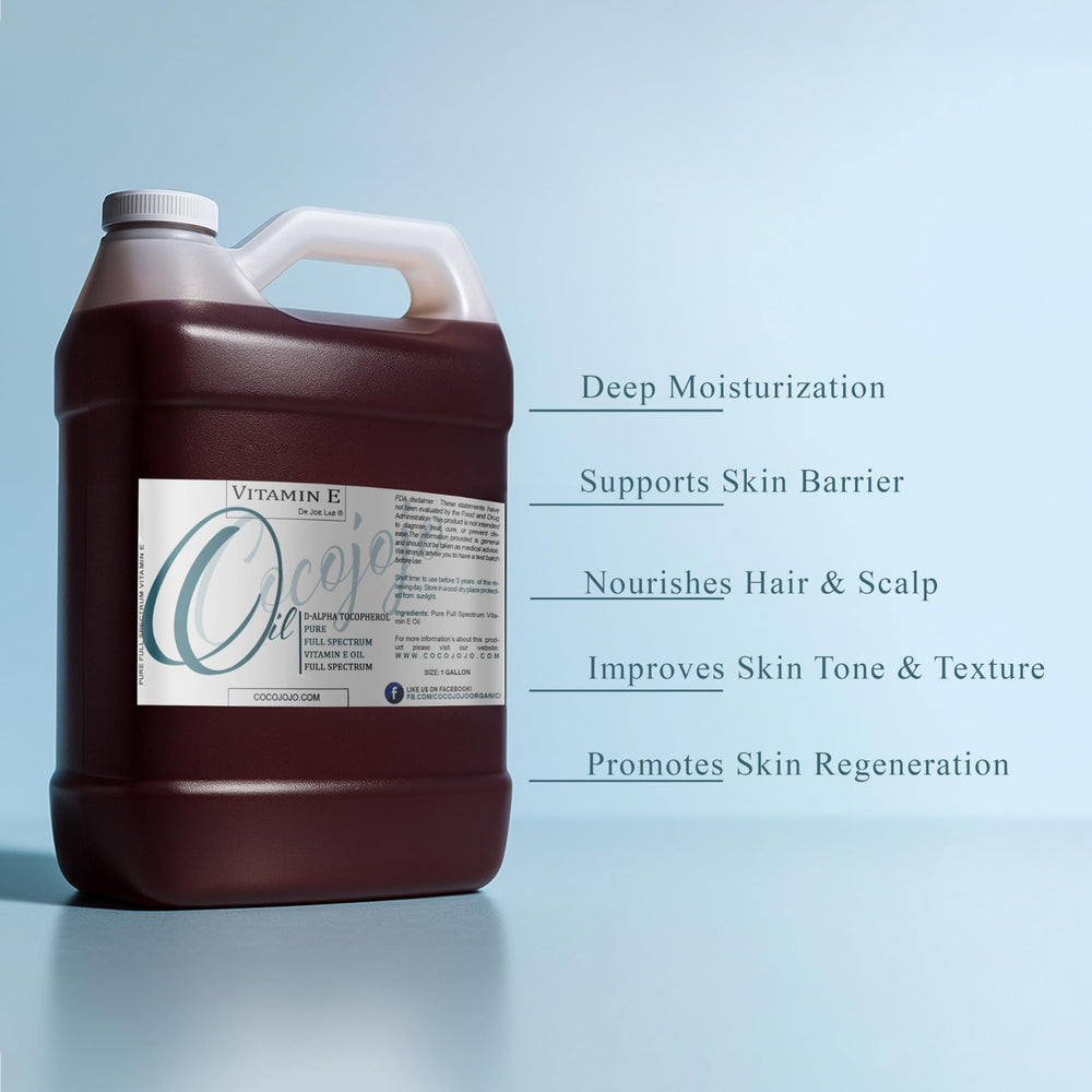 cocojojo Vitamin E Oil label highlights ingredients and full-spectrum alpha tocopherol