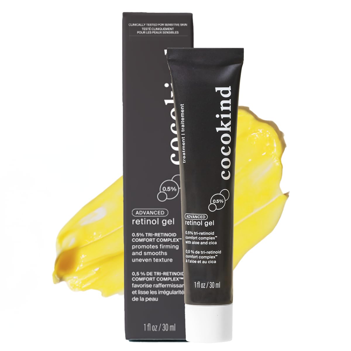 Cocokind Advanced Retinol Gel 0.5% bottle shown for nightly skincare routine