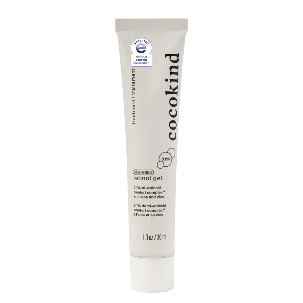 Cocokind Beginner Retinol Gel jar front for gentle nightly skincare routine.