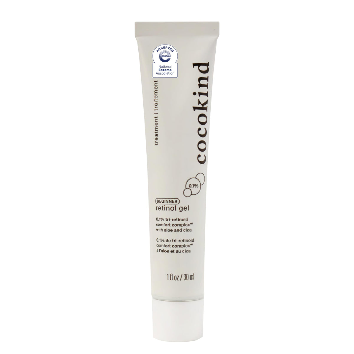 Cocokind Beginner Retinol Gel jar front for gentle nightly skincare routine.