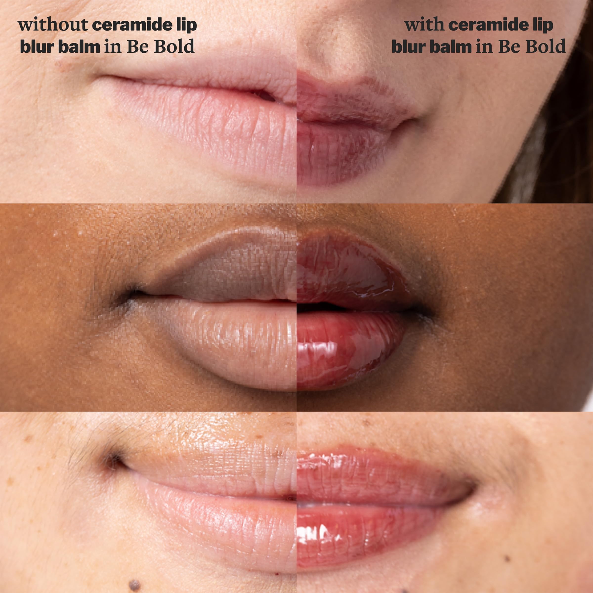 Cocokind Ceramide Lip Blur Be Bold 3-pack packaging close-up