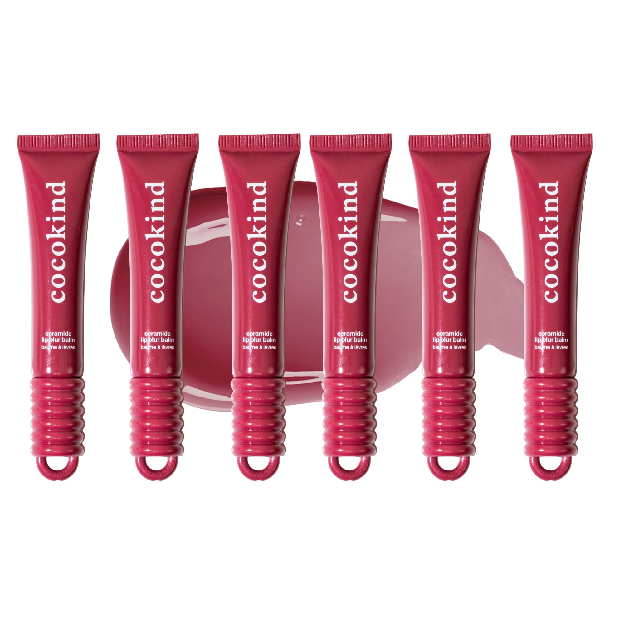 Cocokind Ceramide Lip Blur Balm Burgundy close-up shows hydration and gloss.