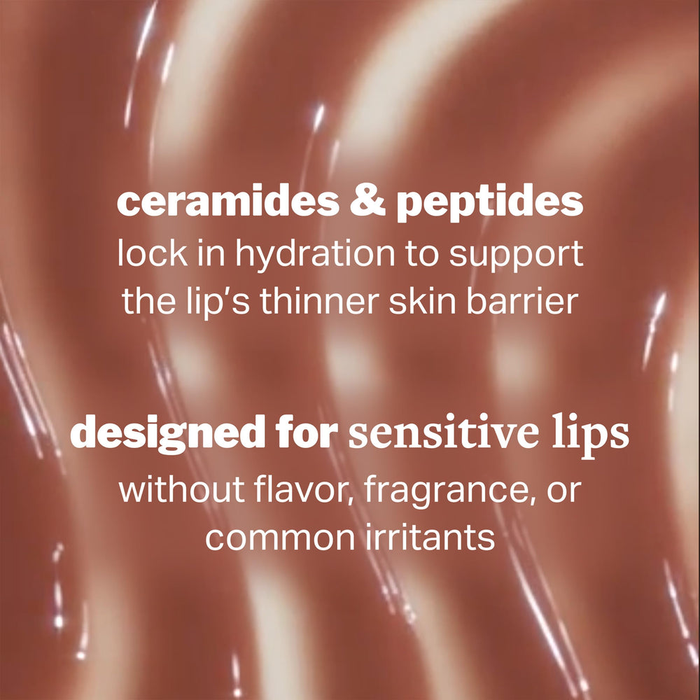 Cocokind Ceramide Lip Blur Balm highlights peptides for hydration.