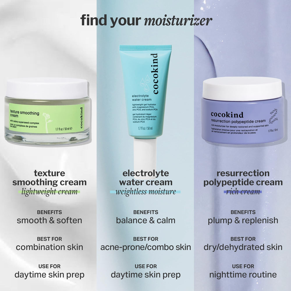 Cocokind Electrolyte Water Cream daily hydration supports balanced skin.