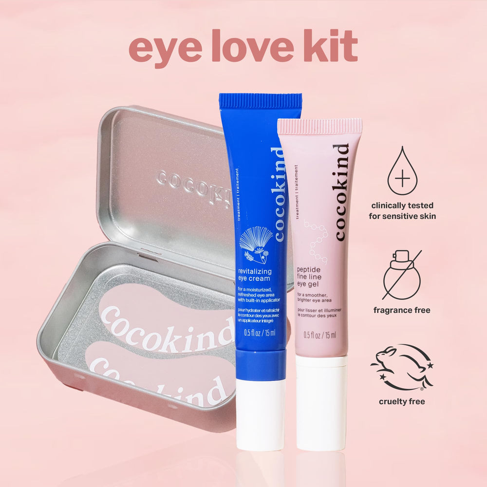 Cocokind Eye Love Kit showcases ceramides and squalane boosting hydration