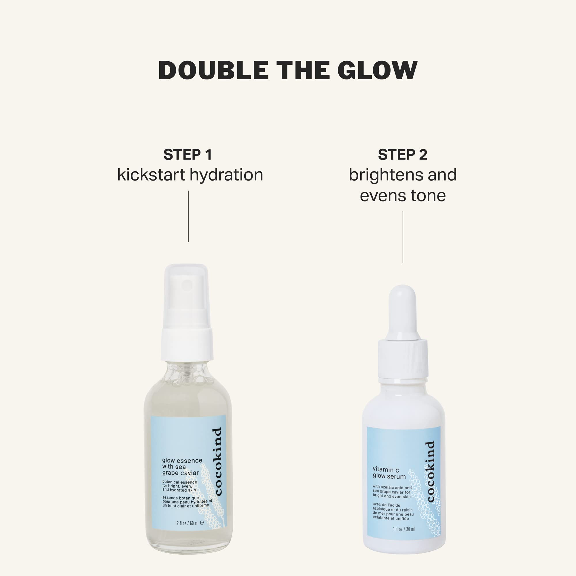 Icons show sea grape caviar and hyaluronic acid