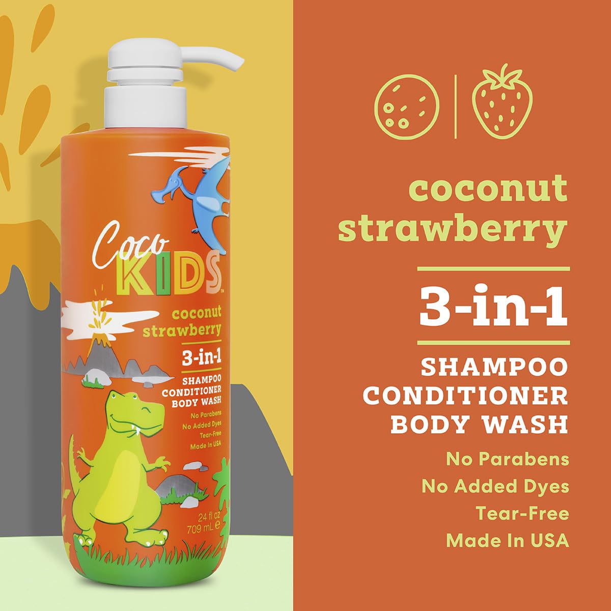 Cocomagic Cocokids no parabens or dyes on packaging.