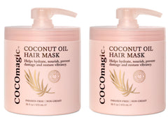 Cocomagic coconut oil hair mask jar close-up for deep conditioning and shine