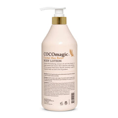 Cocomagic fast-absorption lotion texture close-up showing non-greasy moisturization.