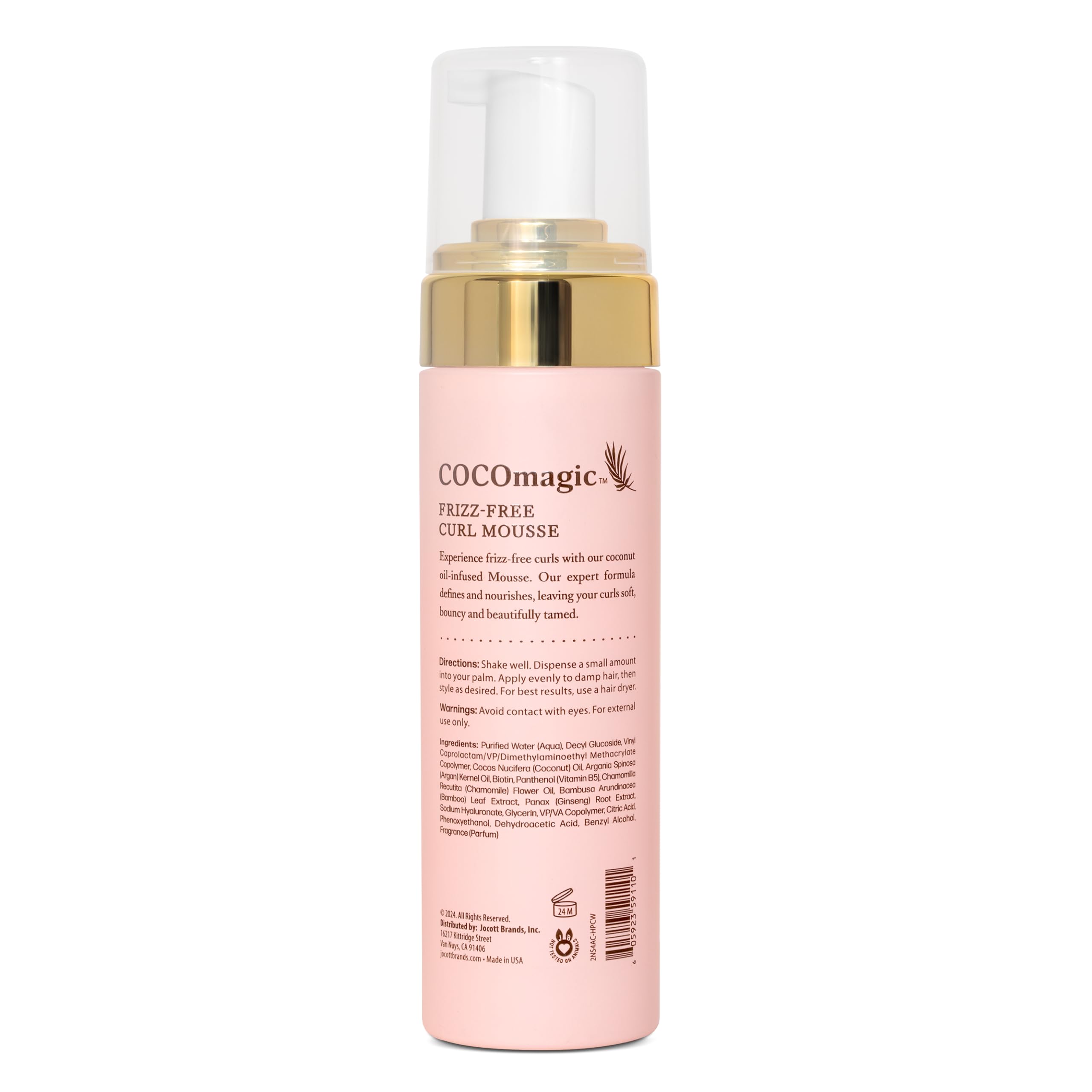 Cocomagic Frizz-Free Curl Mousse foam showing lightweight hold for defined curls