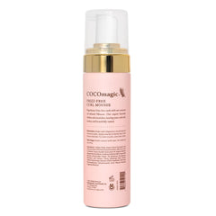 Cocomagic Frizz-Free Curl Mousse foam showing lightweight hold for defined curls