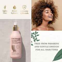 Cocomagic leave-in result for silky smooth hair and enhanced shine