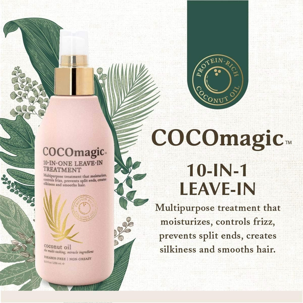 Cocomagic leave-in hair application on damp strands boosts detangling