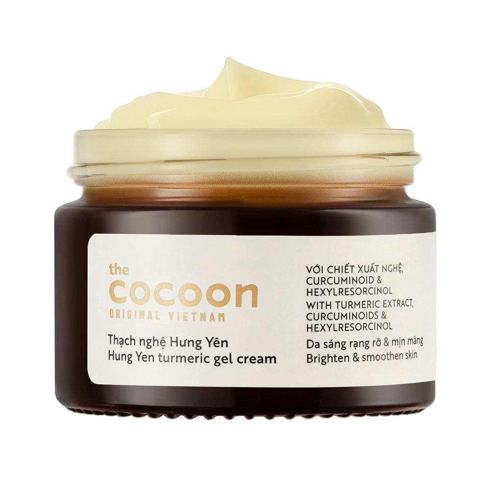 COCOONORIGINAL Hung Yen Turmeric Gel Cream texture close-up showing smooth, light consistency for daily use.