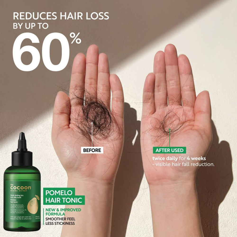 COCOONORIGINAL Pomelo Hair Tonic being applied to scalp for gentle nourishment