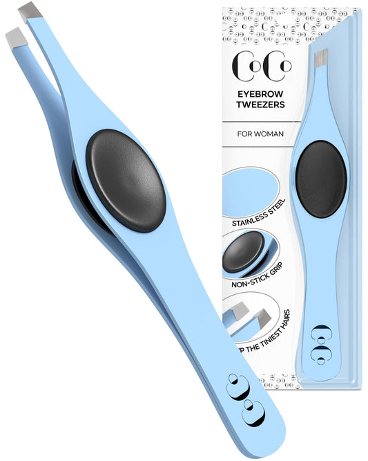 Coco's Closet professional tweezers with slant tips for precise eyebrow shaping and hair removal.