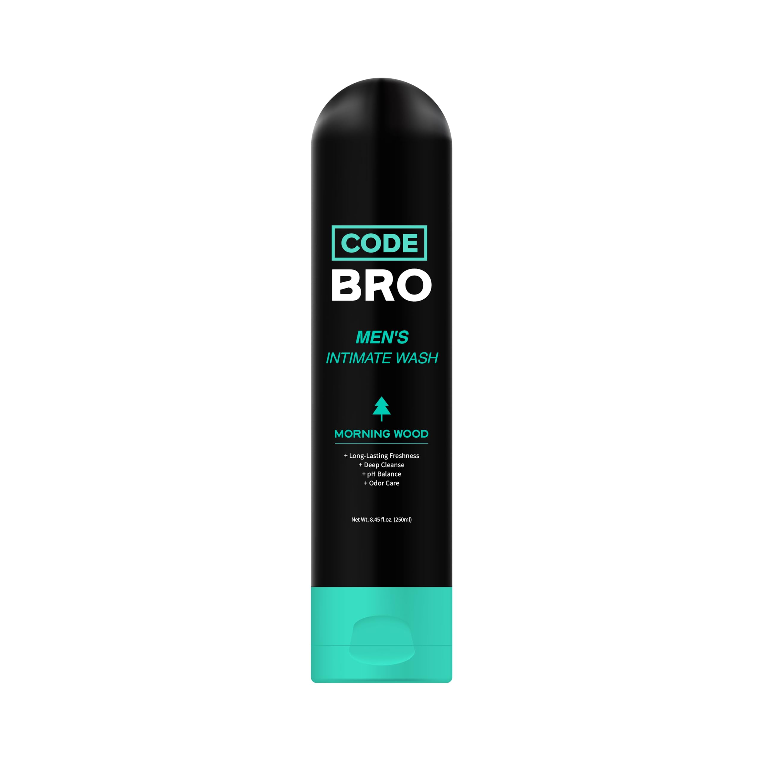 Code Bro Morning Wood wash bottle front view highlights masculine design and daily freshness