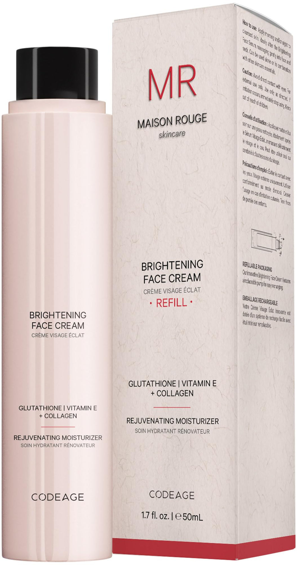 Codeage Maison Rouge refill glow: a radiant boost for all skin types.